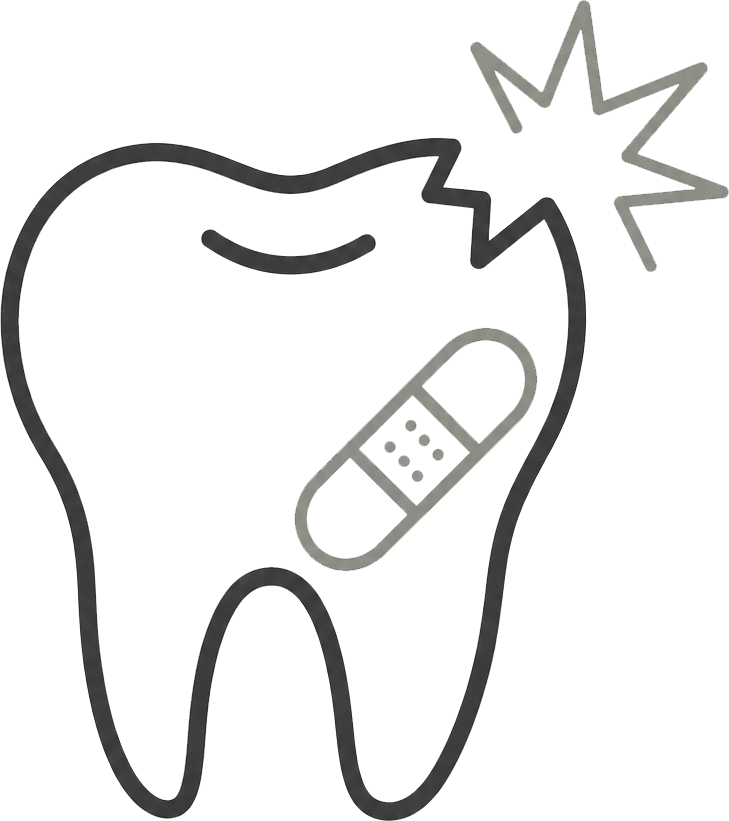 A lost filling, crown, bridge or veneer causing pain